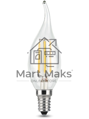 Лампа светодиодная Gauss LED Filament Свеча на ветру E14 7W 580lm 4100К 1/10/50