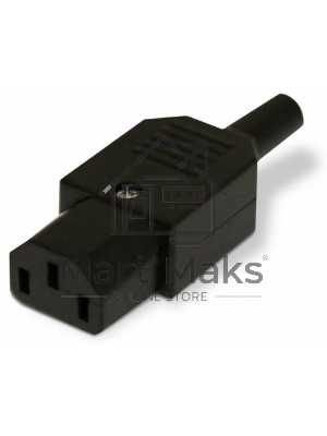 Разъем IEC 60320 C13 220В 10A на кабель (плоские контакты внутри разъема), прямой Hyperline