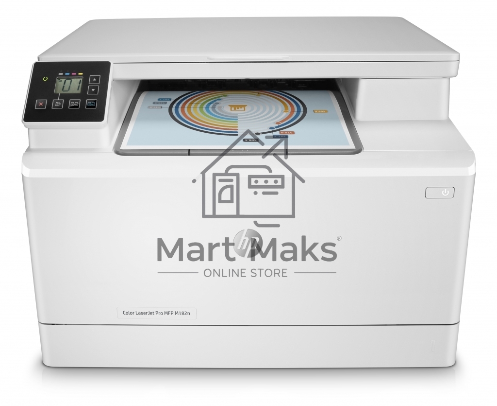 МФУ лазерный HP Color LaserJet Pro MFP M182n (7KW54A), A4, цветной, печ. до 16 стр/мин., 600 x 600 dpi (печать) 1200x1200dpi (скан.), USB, RJ-45, Air Print, Mopria