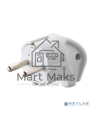 Вилка угловая с заземлением белая MAKEL 10027