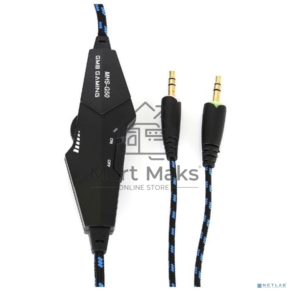 Гарнитура игровая Gembird MHS-G55 черный/синийрегулировка громкостиотключение микрофонакабель 2.5м