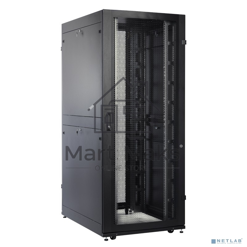 Шкаф серверный ПРОФ напольный 42U (800x1000) дверь перфор., задние двойные перфор., черный, в сборе