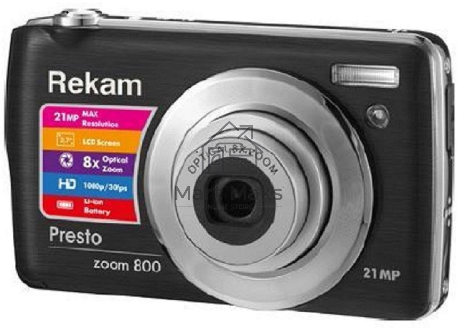 Фотоаппарат Rekam Presto zoom 800 черный 21Mpix Zoom8x 2.7