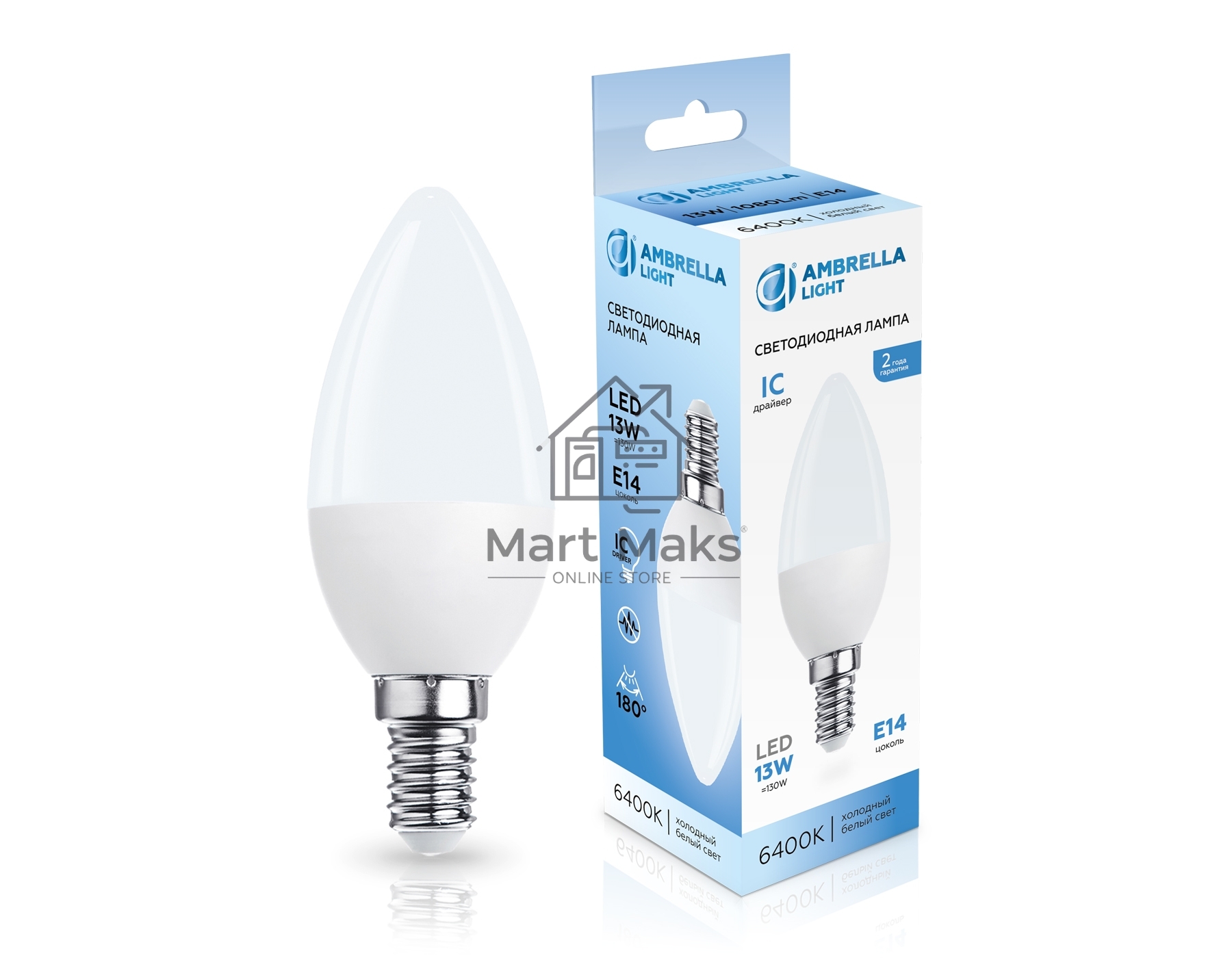Светодиодная лампа 371316 LED C37 13W IC E14 6400K 175-265V