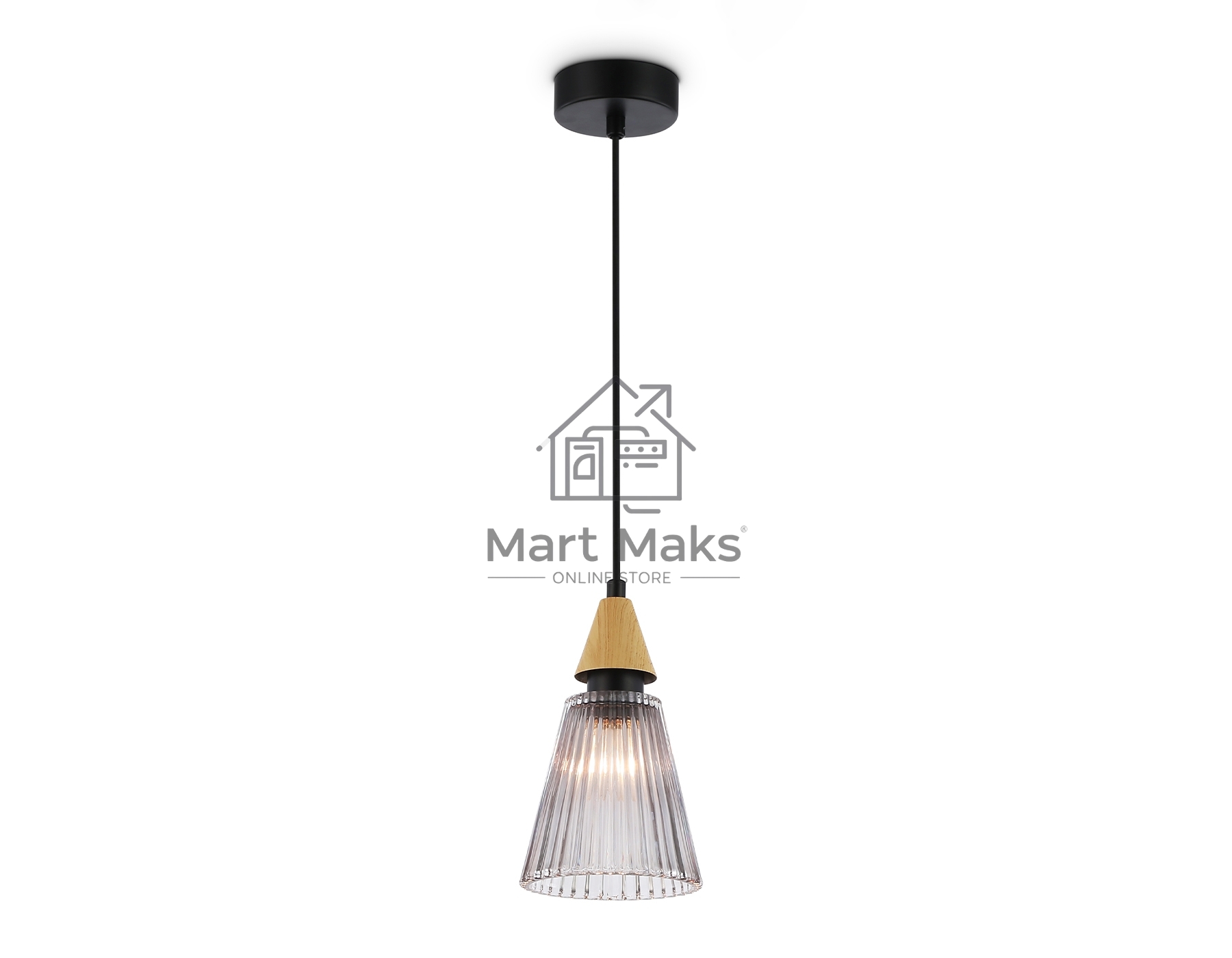 Светильник Ambrella light LH58111 BK/LW/SM черный/светлое дерево/дымчатый E14 max 40W D110*1500