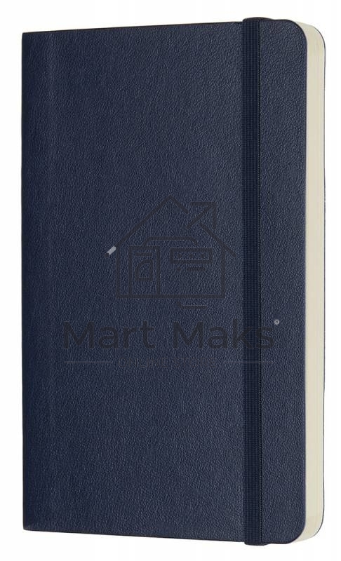 Блокнот Moleskine CLASSIC SOFT QP613B20 Pocket 90x140мм, 192 страниц, нелинованный, мягкая обложка, фиксирующая резинка, синий сапфир
