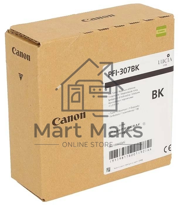 Картридж струйный Canon PFI-307 BK черный (330 мл) для Canon imagePROGRAF iPF830, iPF840, iPF850