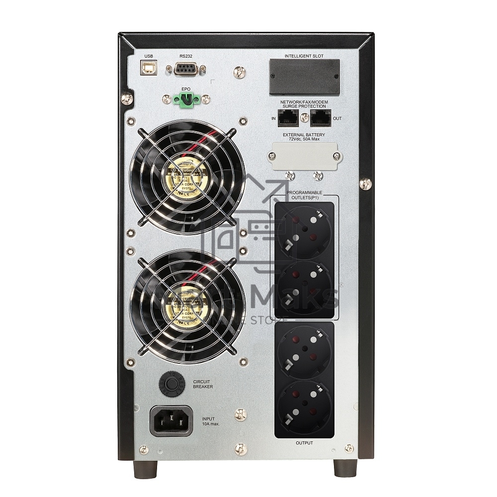 Источник бесперебойного питания CROWN On-Line CMUOA-350-2K EURO 2000VA/1800W, корпус металл, TOWER, АКБ 6*12V/7AH, PF-0.9, AVR 110-300V, порт RJ-11/45+USB/RS-232, EPO, розетки 4*EURO, входной кабель 2 м, вентилятор охлаждения, автомат, слот для SNMP, порт