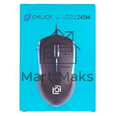 Мышь проводная Oklick 245M черный, 1000 dpi, USB, кнопки - 3