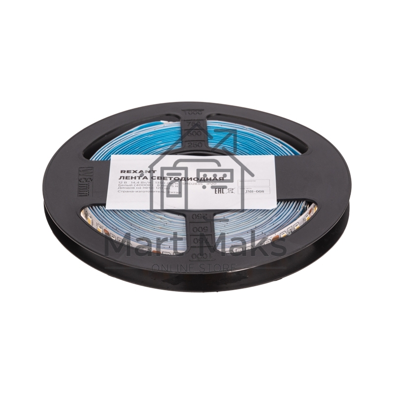 Лента светодиодная 12В, SMD2835, 14,4Вт/м, 120 LED/м, 4000K, 8мм, 5м, IP20 Rexant