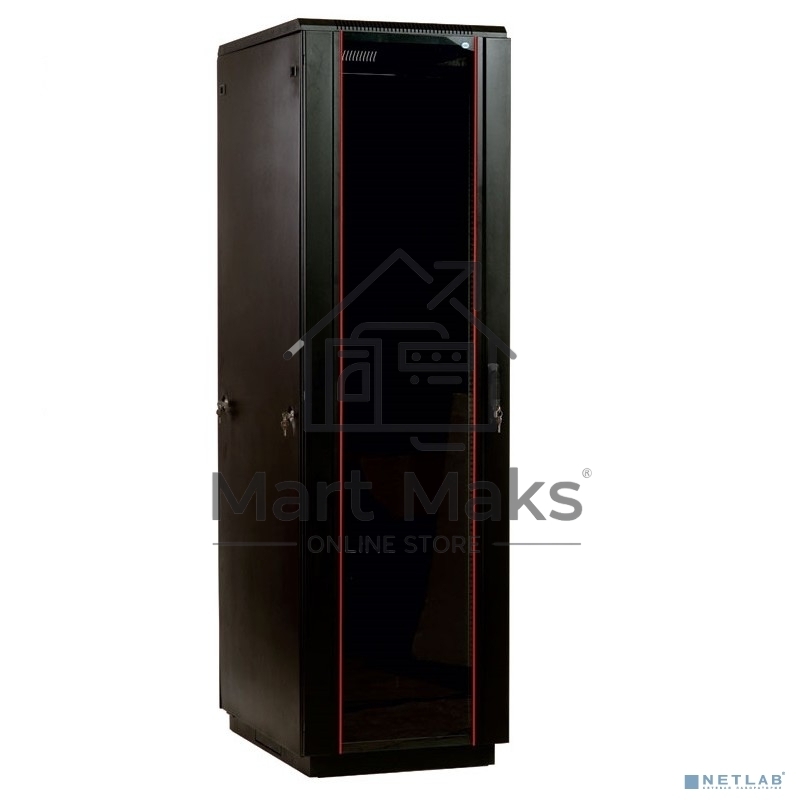 Шкаф телекоммуникационный напольный 42U (800x800) дверь стекло, цвет черный
