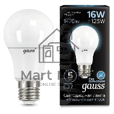 Лампа светодиодная Gauss A60 16Вт цок.: E27 груша 220B 4100K св. свеч. бел. нейт. (упак.: 10 шт)
