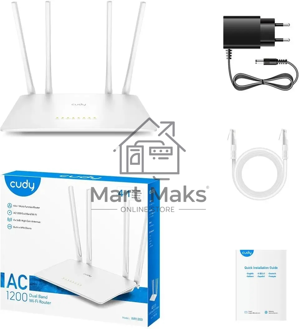 Роутер беспроводной Cudy WR1200 AC1200 10/100BASE-TX белый