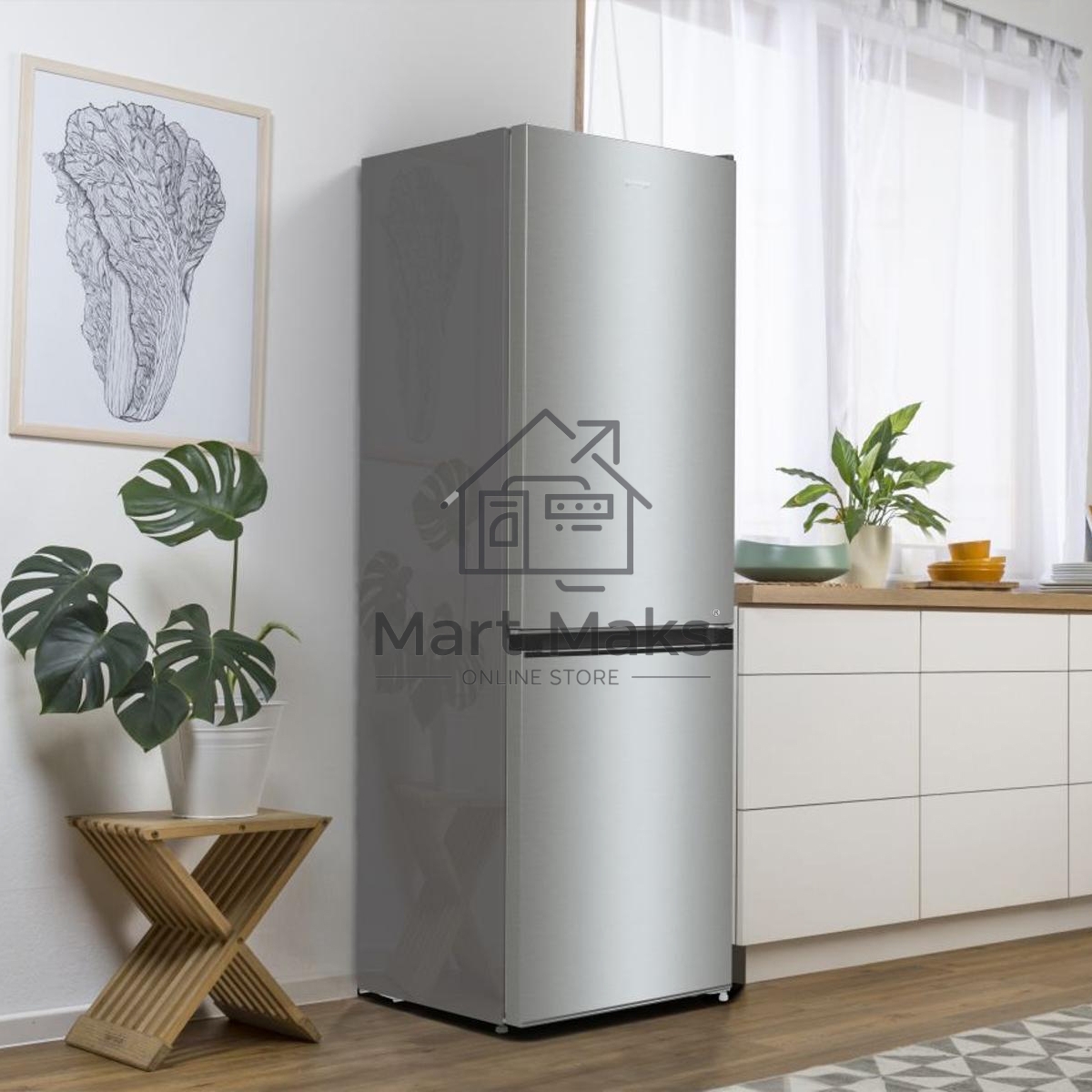 Холодильник Gorenje NRKE62XL серебристый металлик двухкамерный 203/99л морозилка снизу, No Frost
