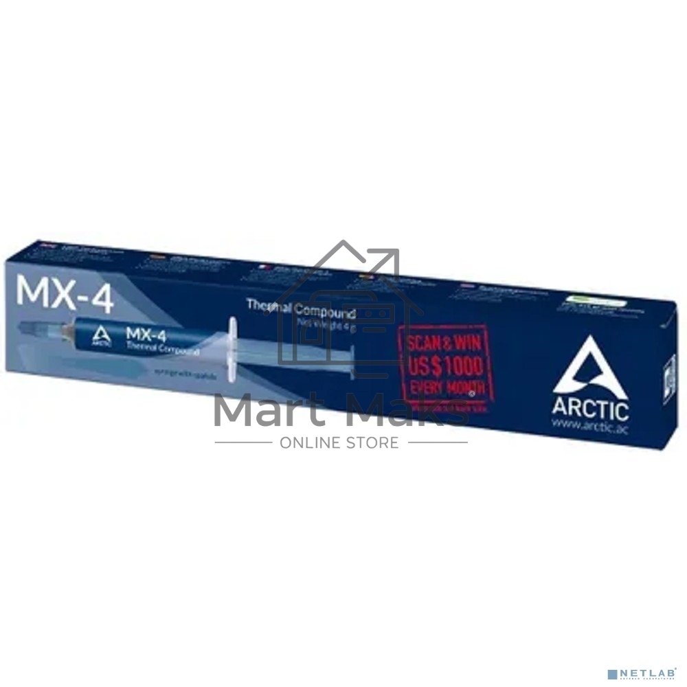 Термопаста Arctic MX-4 Thermal Compound 4-graмм with spatula (ACTCP00031B)