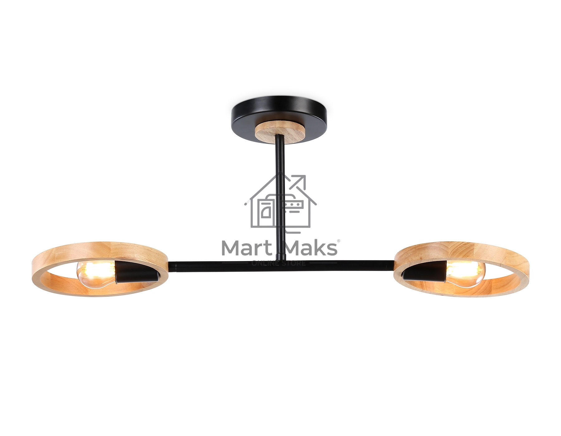 Светильник Ambrella light TR8244/2 BK/LWD черный/светлое дерево E27/2 max 40W 590*165*220