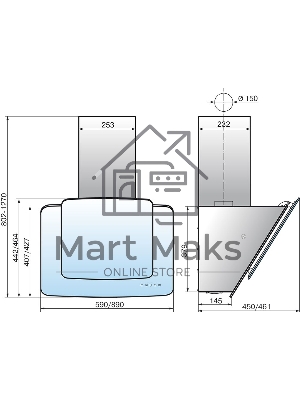 Вытяжка наклонная Elikor Кварц 60П-1000-Е4Д черный, 59 см, 1000 куб. м/ч, 59 дБ