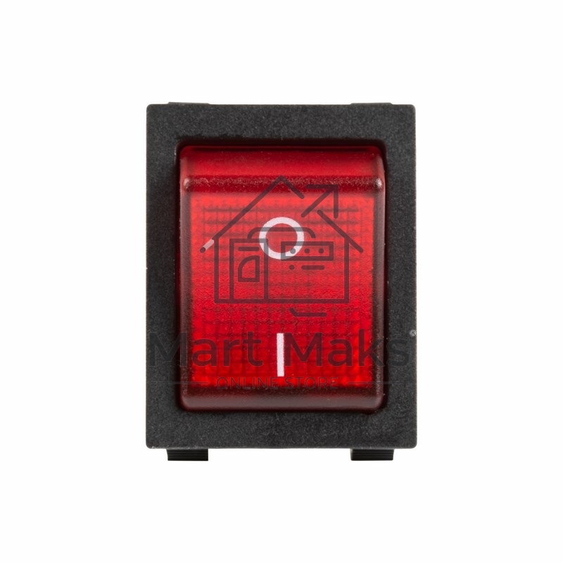 Выключатель клавишный 250V 30А (4с) ON-OFF красный с подсветкой Rexant