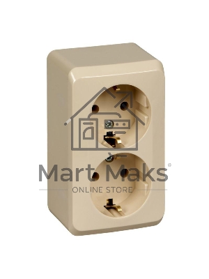 Розетка Schneider Electric 2-м ОП Этюд 16А с заземл. крем. SchE PA16-007K