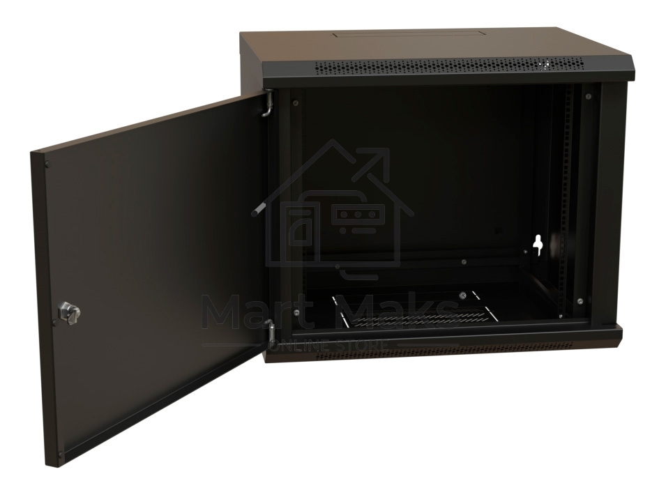 Шкаф коммутационный WRline (WR-TW-1266-SR-RAL9004) настенный 12U 600x600мм пер.дв.металл 2 бок.пан. 60кг черный 520мм 650мм IP20 сталь