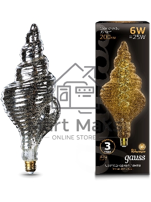 Лампа светодиодная филаментная Gauss Filament Vintage 6Вт цок.:E27 спираль 220B 2400K св.свеч.белый теп. (упак.:1шт)