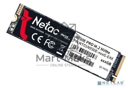 Накопитель SSD Netac N930E Pro, 256GB, PCIe 3.1 x4, M.2 2280, NVMe, R/W 2040/1270