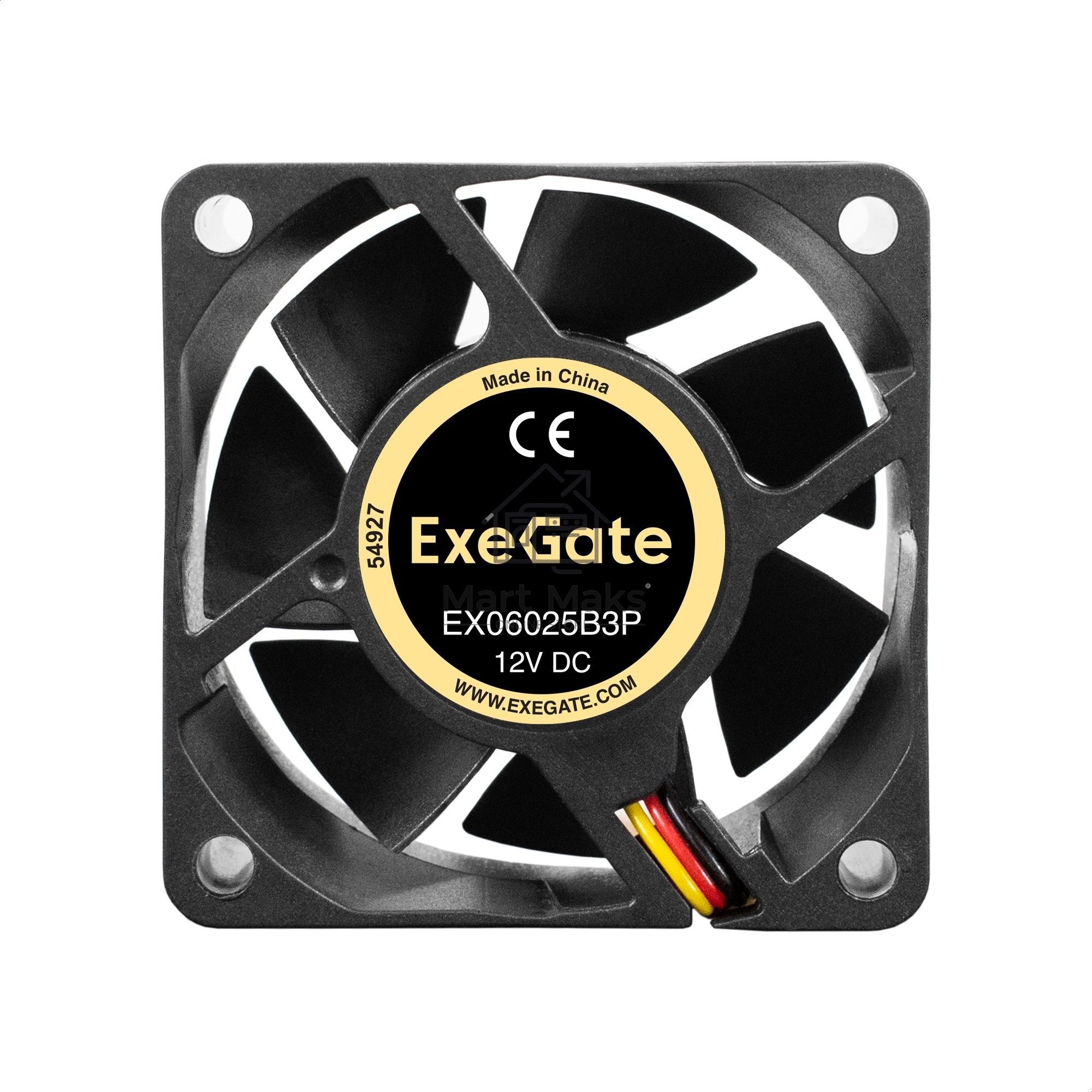 Вентилятор для корпуса ExeGate EX06025B3P черный, 60 мм, 3500 об/мин, 25 дБ, 3 pin