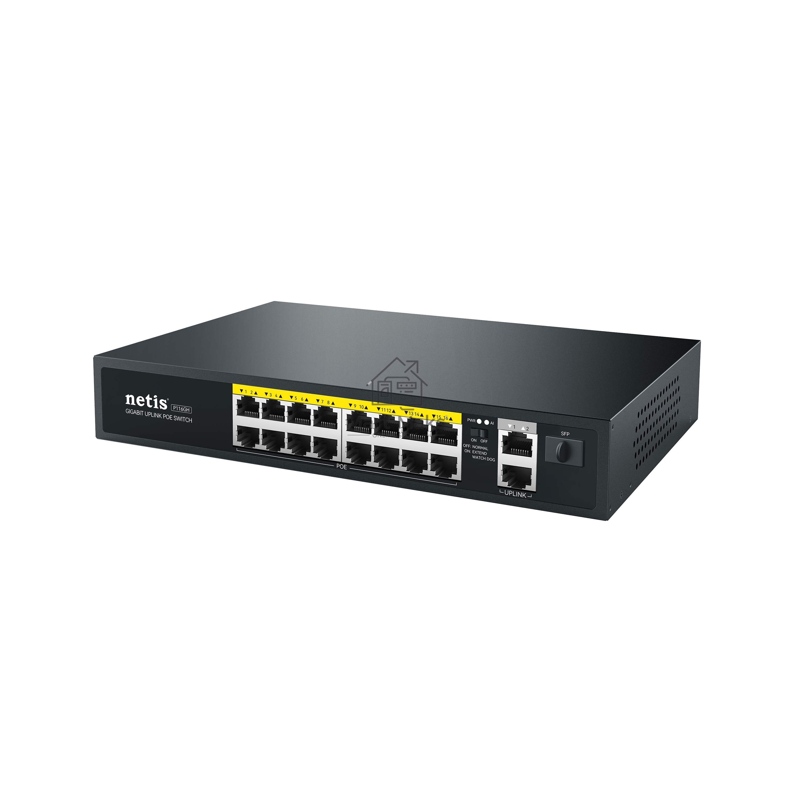Коммутатор NETIS 16PORT 10/100M 16POE+2XGE+SFP P116GH