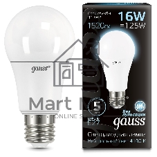 Лампа светодиодная Gauss A60 16Вт цок.: E27 груша 220B 4100K св. свеч. бел. нейт. (упак.: 10 шт)