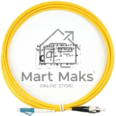 Патч-корд оптический Cabeus Tight Buffer, Simplex FC/LC, OS2 9/125, LSZH, 3м, Ø 3мм, чёрный хвостовик, жёлтый