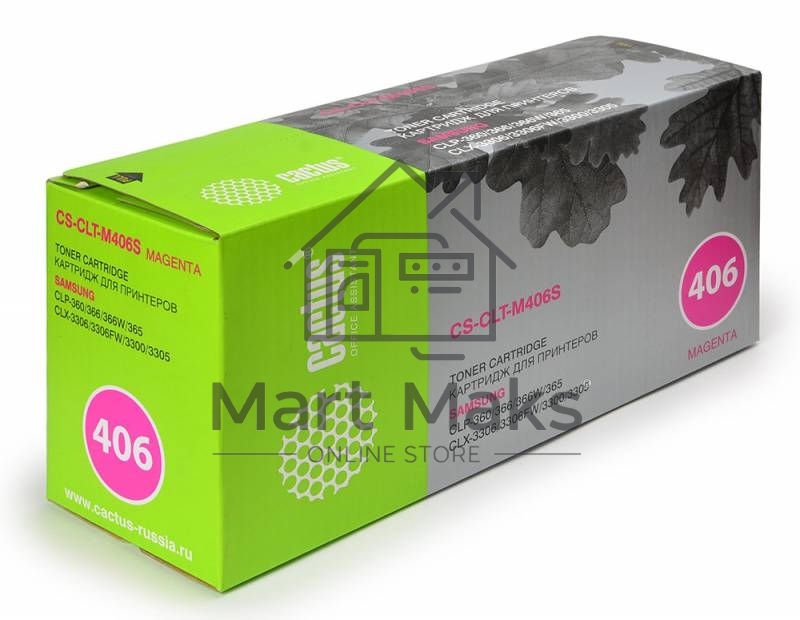 Картридж лазерный Cactus CS-CLT-M406S magenta пурпурный (1000 стр.) для принтеров Samsung CLP-360/365/CLX-3300/3305