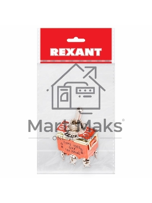 Тумблер 250V 15А (6c) ON-OFF-ON двухполюсный(KN-203)Rexant Индивидуальная упаковка 1 шт