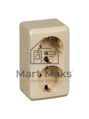 Розетка 2-м ОП Этюд 16А защ. шторки с заземл. крем SchE PA16-008K