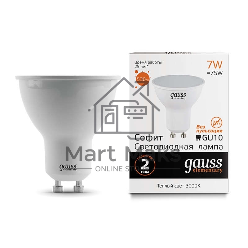 Лампа LED Elementary MR16 GU10 7W 530lm 3000К 13617 Gauss