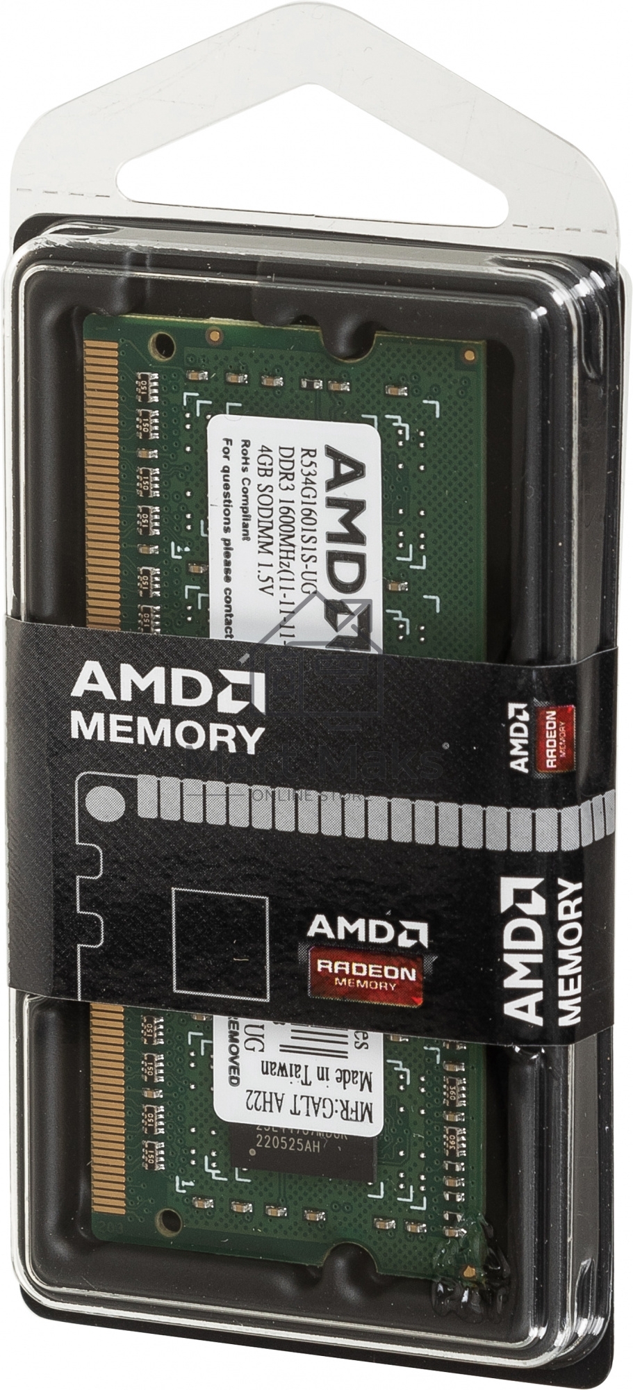 Оперативная память AMD Radeon R5, DDR3, 4GB (1x4GB), 1600MHz, CL11, SO-DIMM