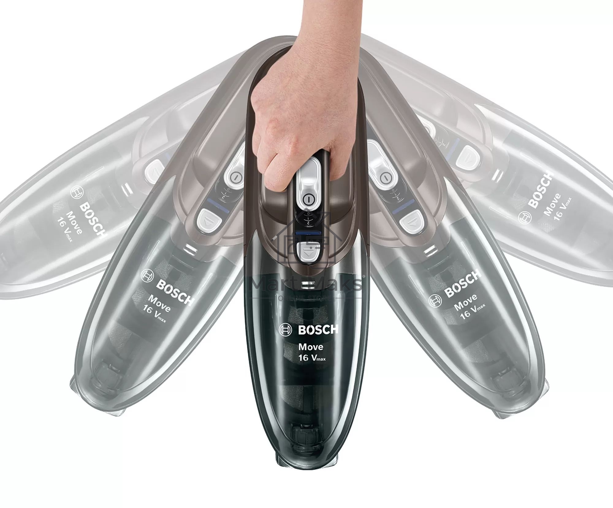 Пылесос ручной Bosch BHN16L серый, питание от аккумулятора, уборка сухая, пылесборник 0.3 л, работа от АКБ max 40 мин