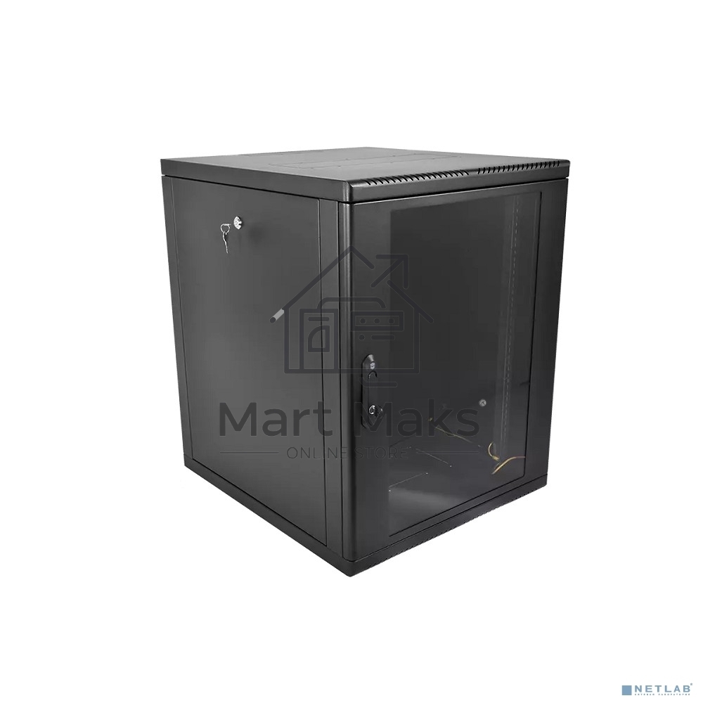 Шкаф телекоммуникационный настенный разборный ЦМО 12U (600 x 520) съемные стенки, дверь стекло, черный (ШРН-М-12.500-9005)