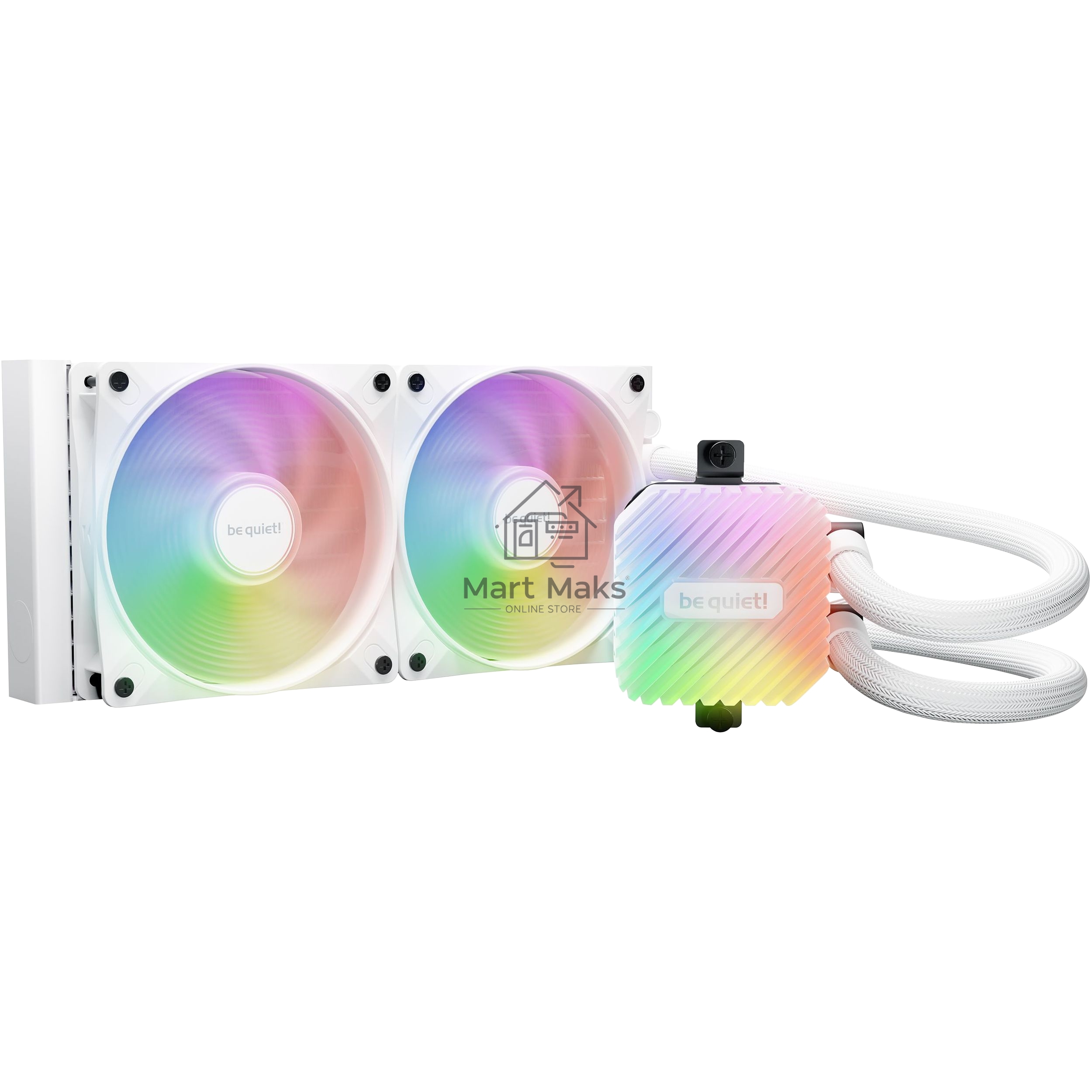 Водяное охлаждение для процессора be quiet! LIGHT LOOP 240мм белый (250W, 240мм, White, ARGB/ Fans: 2x120мм, 61.8CFM, 34.9dBA, 2100RPM/ Pump 2900RPM, Rad thickness 27мм/ S: 1851, 1700, 1200, 115X, AM5, AM4)