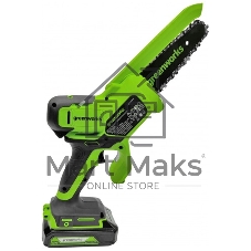 Цепная мини пила GreenWorks G24MCS10K2 аккумуляторная, 24v, 10 см, c АКБ 2АЧ и ЗУ (2008207UA)