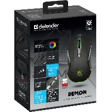 Мышь беспроводная Defender Demon GM-534 черный, 3200 dpi, радиоканал, USB, кнопки - 6