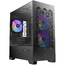 Корпус AZZA Aerohex-M Black, Mini-Tower, чёрный, 3 x 120 мм