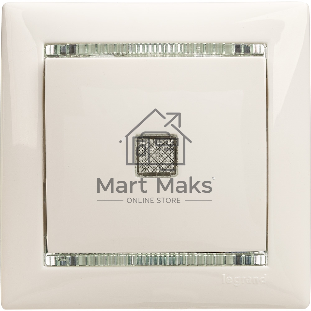 Механизм выключателя 1-кл. СП Valena 10А IP31 с зел. инд. бел. Leg 774410