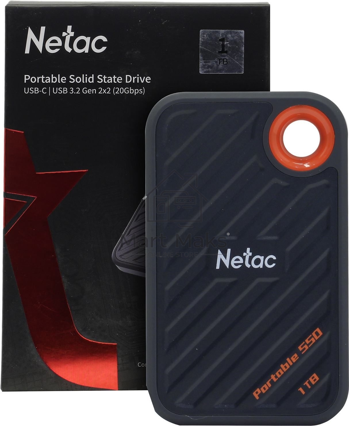 Накопитель SSD External Netac 1.0Tb ZX20 <NT01ZX20-001T-32BL> (USB3.2 Gen2 x2 Type C, up to 2000/1800MBs, 71.5x43.5x8mm, Plastic) Black