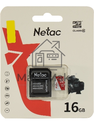 Флеш карта Netac P500 ECO 16Gb MicroSDHC C10 up to 80Mb/s, retail pack with SD Adapter