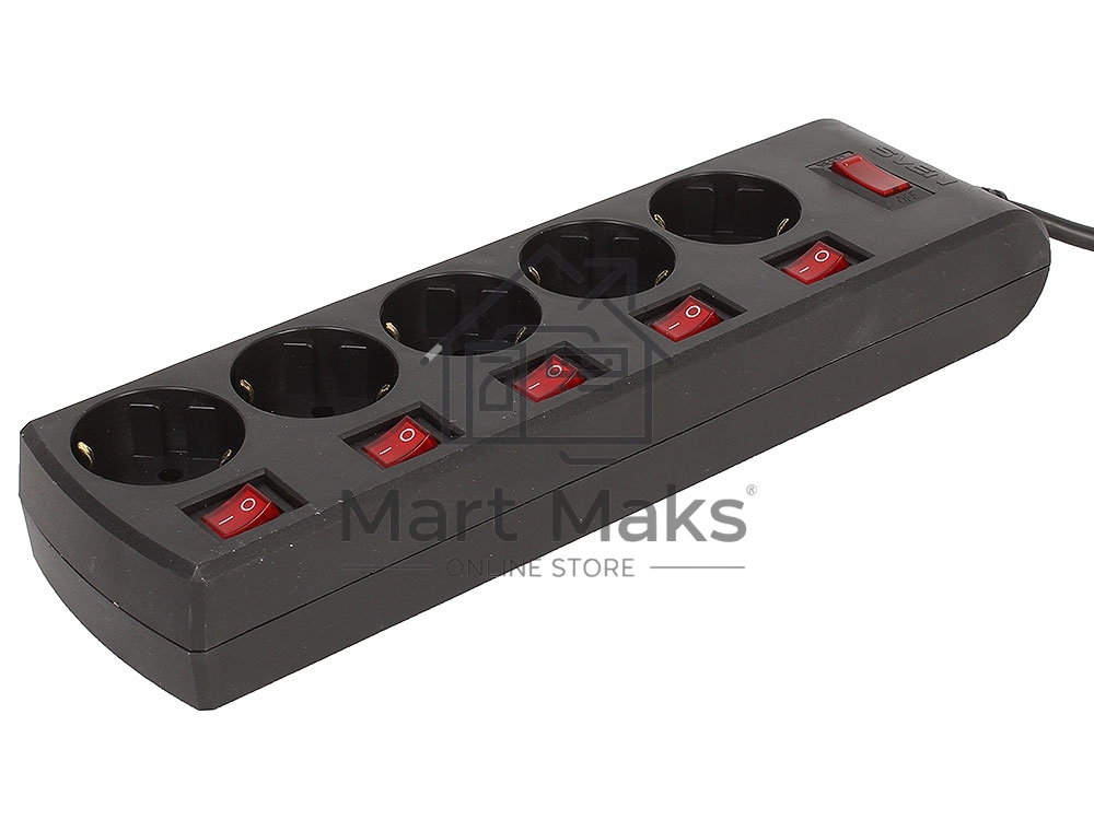 Сетевой фильтр Sven SF-05PL 1,8 м (5 розеток) черный 