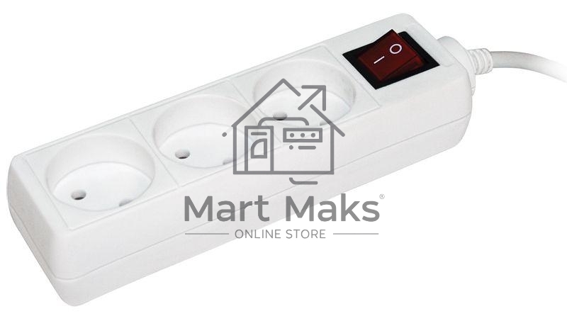 Удлинитель 3х3м без заземл. 10А IP20 УЗК с выкл. ПВС 2х0.75 ИЭК WYP10-06-03-03-K-N