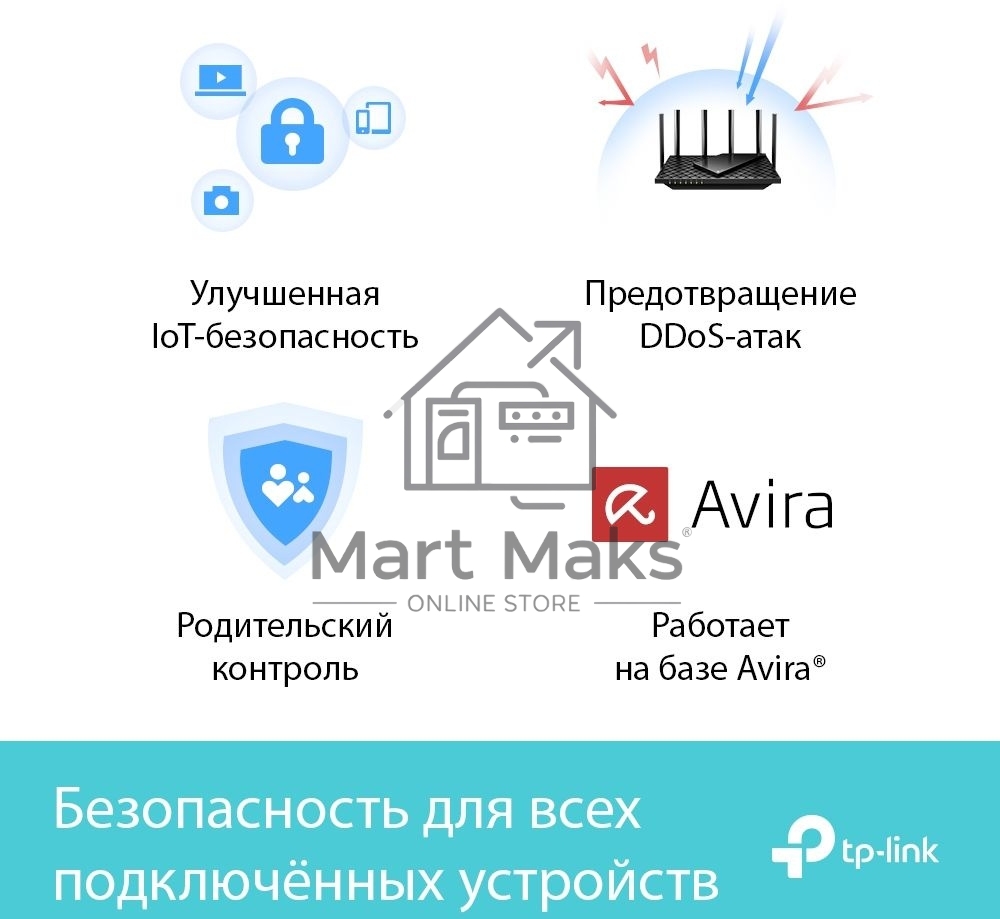 Роутер TP-Link Archer AX73 AX5400 Dual Band Wireless Gigabit Router, 1.5 GHz Tri-Core CPU, 1 GE WAN + 4 GE LAN ports, 1× USB 3.0 Port, support 1024-QAM, OFDMA, MU-MIMO, Airtime Fairness, Beamforming, 160MHz Channel Width, come with HomeShieldTM, support R