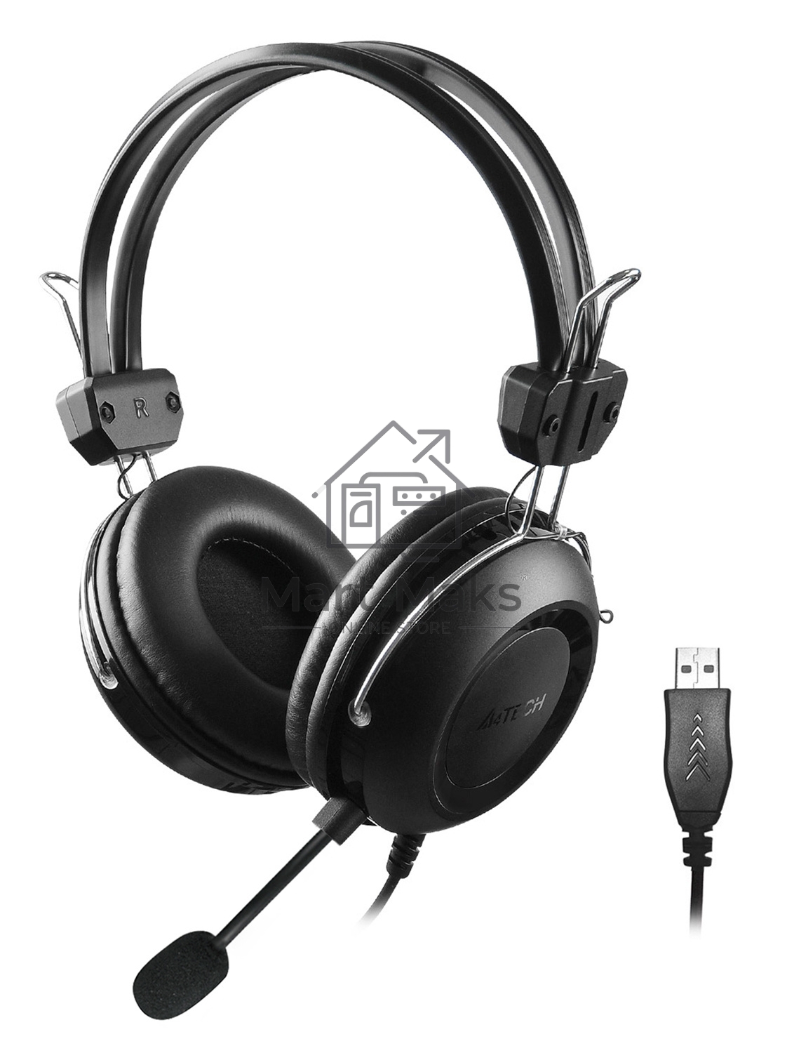 Наушники с микрофоном A4Tech HU-35 черный 2м накладные USB оголовье