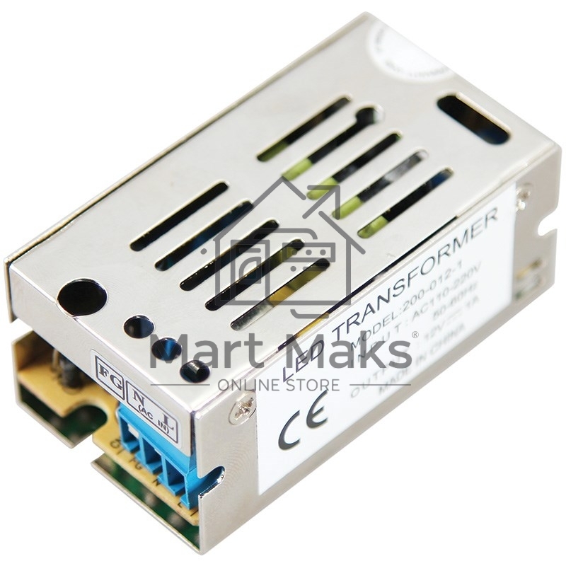 Источник питания 220 V AC/12 V DC 1 A 12 W с разъемами под винт, без влагозащиты (IP23)
