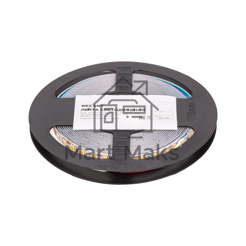Лента светодиодная 12В, SMD2835, 14,4Вт/м, 120 LED/м, 3000K, 8мм, 5м, IP20 Rexant